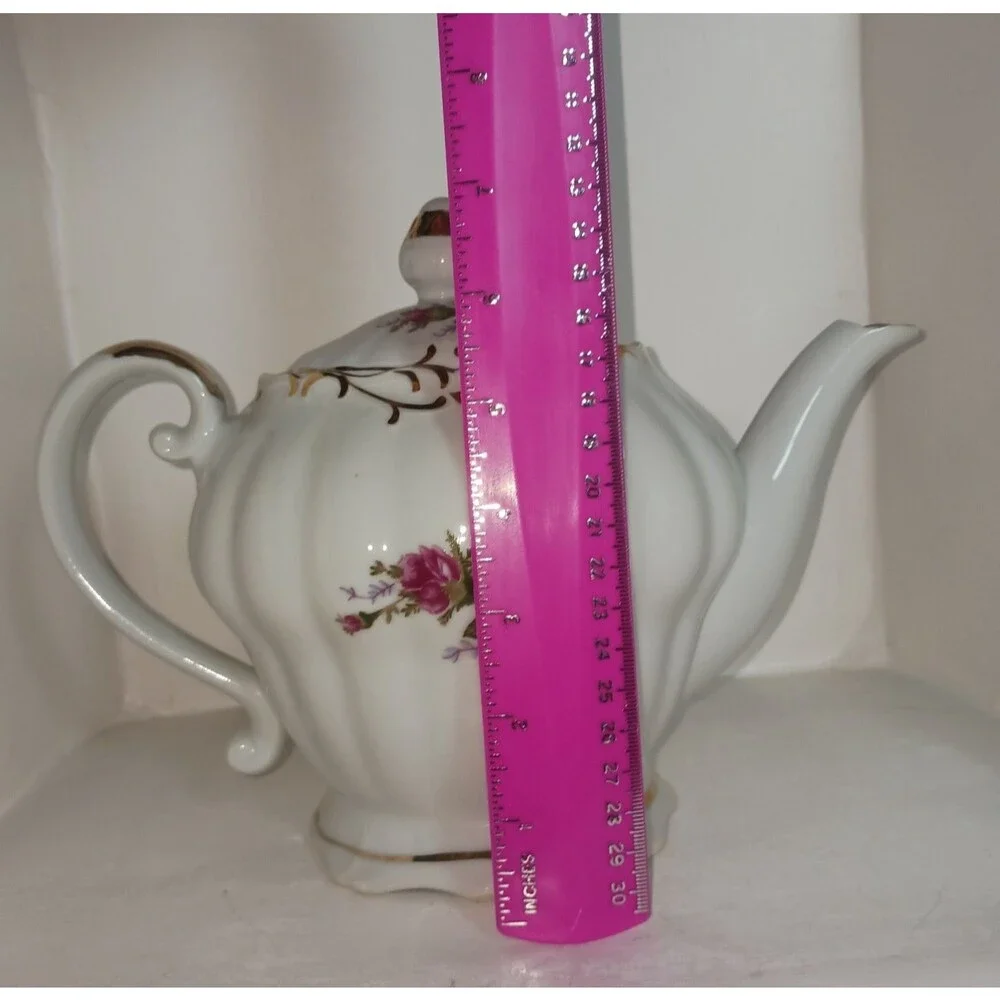 Vintage Porcelain Teapot Roses Flowers Hand Painted Made in Japan